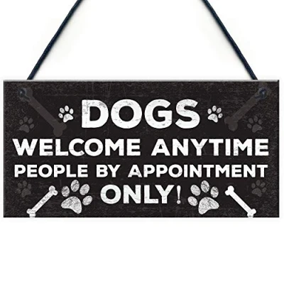 Image of RED OCEAN Dog Signs For Home Funny Hanging Wall Plaque Pet Animals Welcome Sign Keepsake
