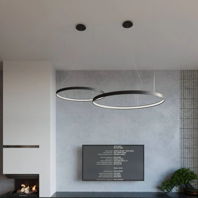 Image of Rio Integrated LED Ring Pendant Ceiling Light, Black, 4000K, 7820lm