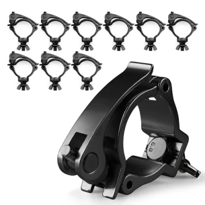Image of 10x BeamZ BC50B 50 Quick Release Half Coupler Lighting Clamps 100kg Capacity, Fits 48 51mm Tubes, Aluminum, Ideal for Stage and Theatrical Lighting, Clamps, Clamp