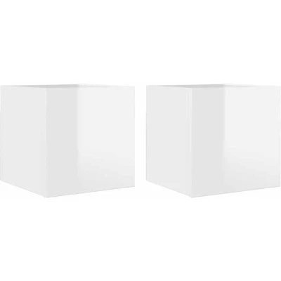 Image of vidaXL Wall Mounted TV Cabinet Set in High Gloss White, Compact with Spacious Storage, Right or Left Door Assembly