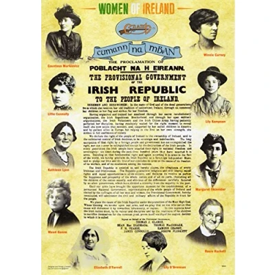 Image of 1916 The Irish Rebellion Cumann Na Bhan A3 Easter Proclamation Poster in Irish/English (The Rebel Woman)