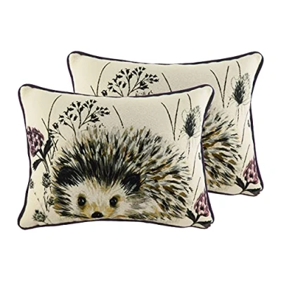 Image of Evans Lichfield Elwood Hedgehog Twin Pack Feather Filled Cushions, Multi, 43 x 43cm