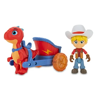 Image of Giochi Preziosi Dino Ranch Jon &amp; Blitz Dinosaur Vehicle with Figure Approximately 7.5 cm Tall As Seen on TV for Children from 3 Years Old, DNA03100