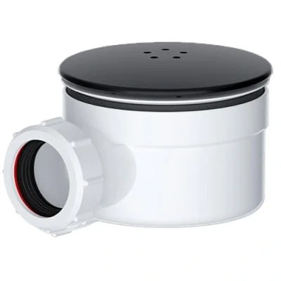 Image of SPARES2GO Shower Trap for 90mm Tray Plug Hole 1.5&quot; Luxury Drain Water Waste Dome Base Kit (Matt Black)