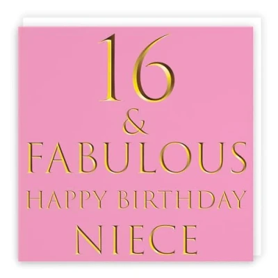 Image of Hunts England Large Niece 16th Birthday Card 16 &amp; Fabulous Happy Still Totally Collection 210 x mm Fun Age