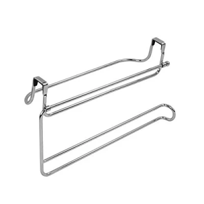Image of Spectrum Diversified Duo Holder No Installation 2 in 1 Cabinet Paper Dispenser &amp; Towel Bar, Under Sink Storage Organization, Standard, Chrome