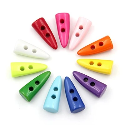 Image of Anjing Candy Color Horn Toggle 2 Hole Resin Buttons 42x16mm Pack of 10