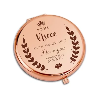 Image of CoCoCherry Niece Gifts Compact Pocket Makeup Mirror, from Auntie, Birthday Gifts, Funny For Niece, Travel Her, Unique Stuff Her.