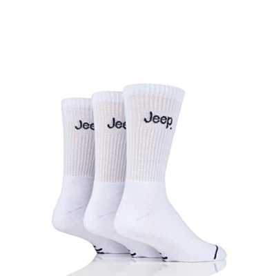 Image of 3 Pair White Leisure Boot Socks Men&#039;s 6 11 Mens Jeep