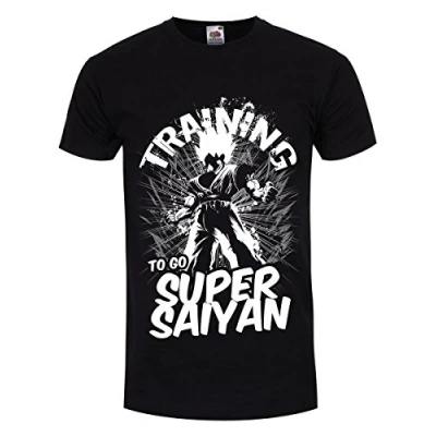 Image of Grindstore Training to Go Super Saiyan Mens Black T Shirt Large (40 42)