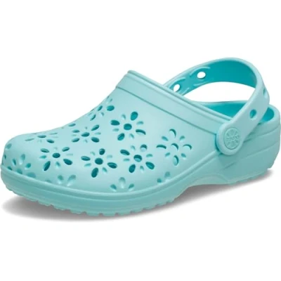 Image of Crocs Classic Floral Cut Out Clog T, Aquamarine, 10 UK Child