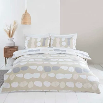 Image of Rapport Home Truro Mircrofibre Double size Reversible Duvet Cover Set in Colour Natural, Cream