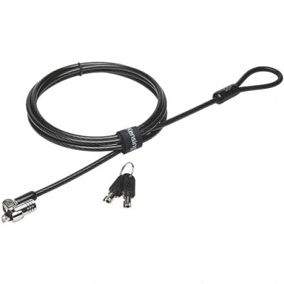 Image of Kensington K65020EU Microsaver 2.0 Padlock with Key for Laptop Cable Made of Steel and Carbon, 10 mm Heavy Duty Head T Bar Technology on the Lock, 1.8 m Length, Gray