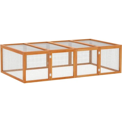 Image of PawHut New Rabbit Hutch Cage with Run and Play Space Mesh Wire Safety for Outdoor