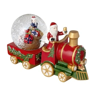 Image of Villeroy &amp; Boch Christmas Toys, large train snow globe, train, 22 x 8.5 12.5 cm, porcelain/glass, multicoloured