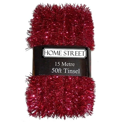 Image of Homestreet Extra Long 15 metre, 50 foot, Tinsel in a choice of Red, Silver or Gold Xmas Decoration (1 RED)