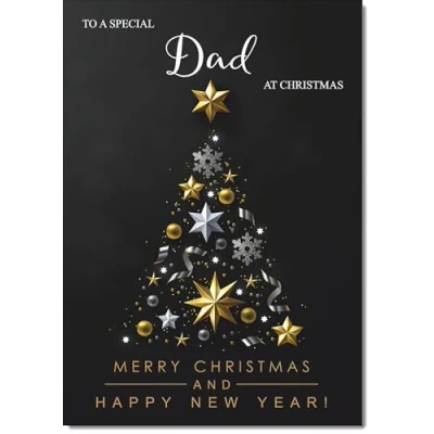 Image of doodlecards Dad Christmas Card Black Abstract Tree Medium Size for with Plain Envelope