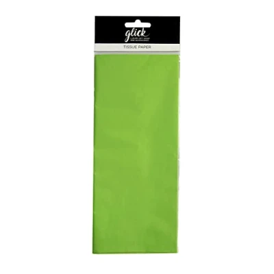 Image of Glick Four Sheets of Lime Green Tissue Paper, Each Sheet 750mm x 500mm Paper Green, for Gift Wrapping, Birthday