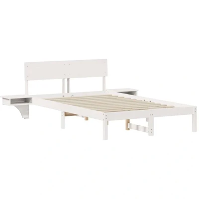 Image of Bed Frame with Bedside Tables Headboard White 135 x 190 cm Vidaxl
