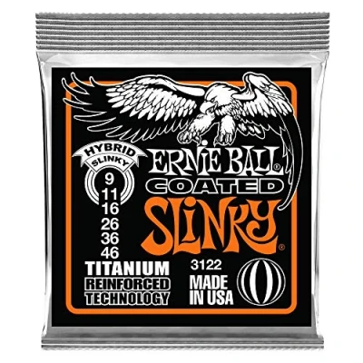Image of Ernie Ball 3122 coated hybrid slinky electric guitar strings 9 46 (2 PACKS)
