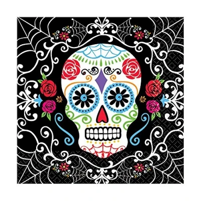 Image of Amscan International ltd 711519 Day of The Dead Luncheon Paper Napkins 33cm 36 Pcs, 33 cm