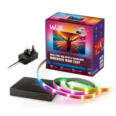 Image of WiZ HDMI Sync Box with TV Backlight Syncs Light to Your Movies, Games and Music 2.0 Supports 4K at 60Hz RGBIC LED Strip for 55 65 Inch TVs App/Voice Control, Works Google Alexa
