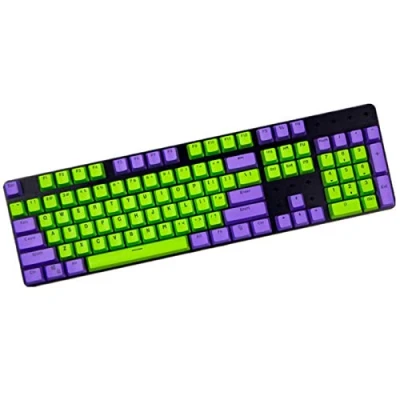 Image of Sunzit Keycaps, 104 PBT Keys Backlight Layout Two Color Keycaps ANSI Keyset OEM Profile Keycap for Cherry MX Mechanical Keyboard Gaming (Purple + Green)