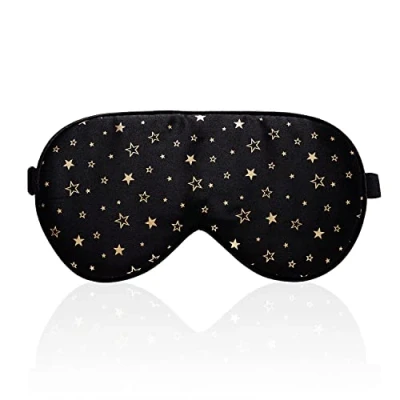 Image of townssilk 100% Silk Sleep mask with Adjustable Strap,Comfortable and Super Soft Eye Ultimate Sleeping aid,blindford Golden Stars