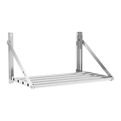 Image of Stainless Steel Wall Shelf Folding Commercial Kitchen 60 x 45cm 40kg