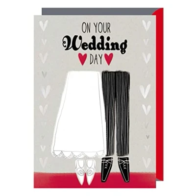 Image of Quire Rough Elegance Card On Your Wedding Day,Red/White,115x163mm