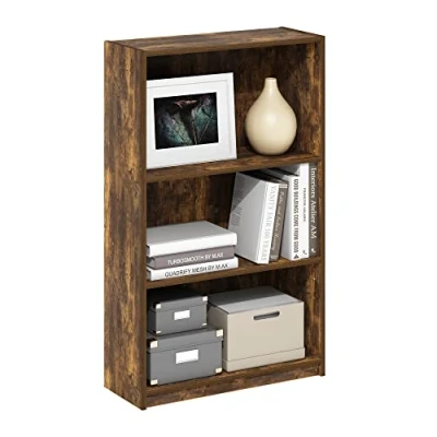 Image of Furinno Simple Home 3 Tier Adjustable Shelf Bookcase, Amber Pine