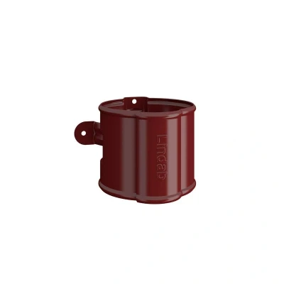 Image of Lindab 75mm Round Steel Downpipe Bracket Dark Red Galvanised