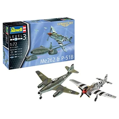 Image of Revell RV03711 03711 Combat Set Me262 &amp; P 51B Mustang Plastic Model kit 1:72 Scale, Unpainted