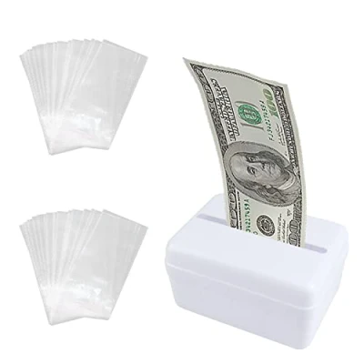 Image of NINVVS Money Box for Cake，Cake Pull Out Kit,with 40 Transparent Bag,Birthday Cake Decoration,Party Supplies,White Pulling Box.