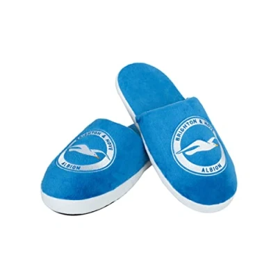 Image of FOCO Premier League Football Brighton &amp; Hove Albion Fan Comfy Slide Slippers Mens Size 6/7
