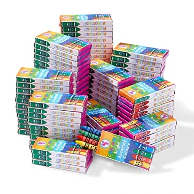 Image of THE TWIDDLERS 144 Boxes of Wax Crayons for Kids 4 Per Box, 576 Total Mixed Coloured, Perfect School Classrooms, Restaurants Colouring Activity and Party Bag Fillers