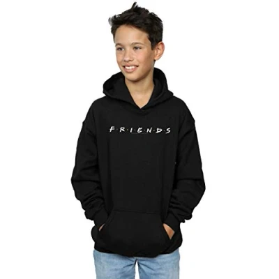 Image of Friends Boys Text Logo Hoodie Black 12 13 Years