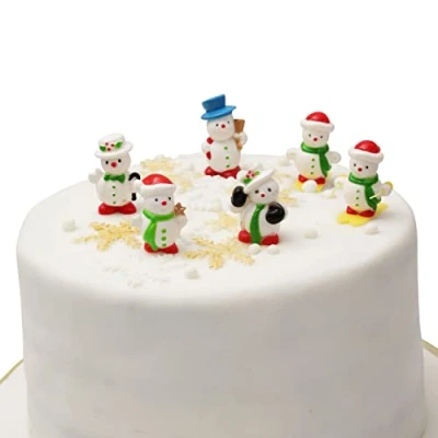 Image of Merry Christmas Cake topper stocking elfin Santa sign Moto snowman hessian candy cane reindeer Decorations yule log cupcake toppers (Snowman)