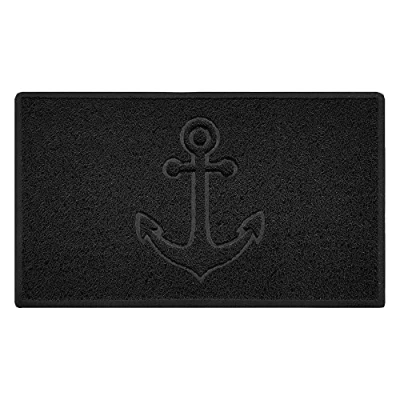 Image of Nicoman Anchor Embossed Shape Door Mat Dirt Trapper Washable Barrier Doormat (Use Indoor or Sheltered Outdoor) (75x44cm/29.5x17.3inches,Medium) Black