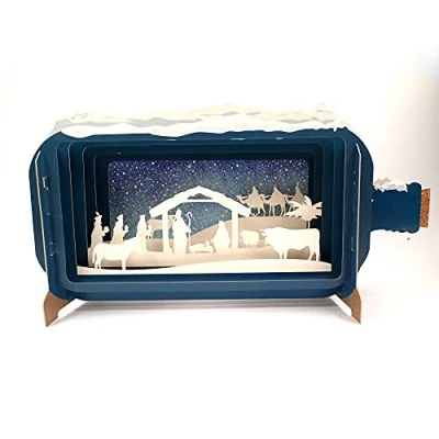 Image of Message In A Bottle Nativity Scene Pop Up Christmas Greeting Card By Alljoy XMIB013