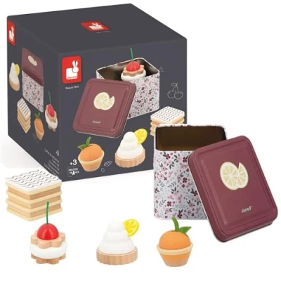 Image of Janod Twist Metal Set 1 Tin + 4 Wood and Felt Pastries Pretend Play Toy 3 Years +, J06627