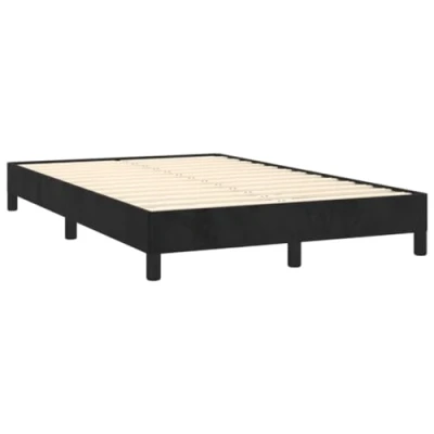 Image of vidaXL Black Velvet Bed Frame 120x190 cm Small Double with Solid Pine Wood &amp; Supportive Slats Modern Bedroom Furniture