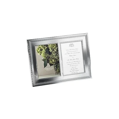 Image of Vera Wang Grosgrain Double Invitation Frame 5x7in Silver