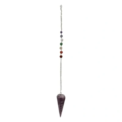 Image of VIE Pendulum with 7 Chakra Beaded Chain (Lepidolite)