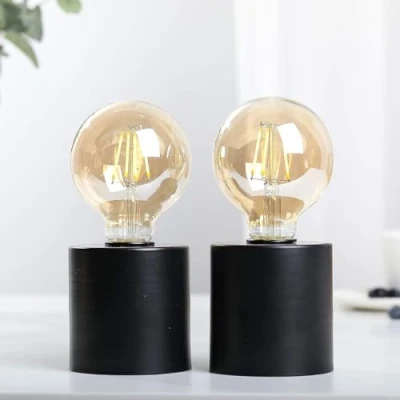 Image of JHY DESIGN Set of 2 Black Table Lamp Battery Powered 20cm Tall Cordless Light with Edison Style Bulb Operated Great for Living Room Bedroom Weddings Parties Indoors Outdoors