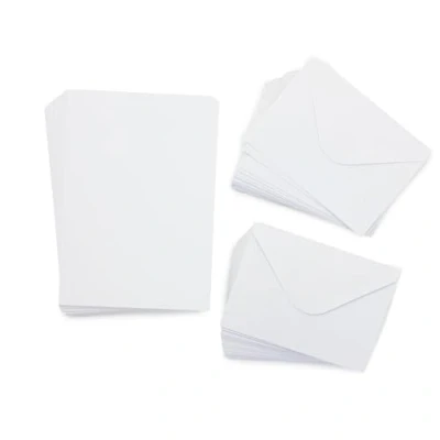Image of Crafter&#039;s Companion A6 White Card &amp; Envelopes Pack of 100 Includes 50 Blanks Matching Great for a Variety Occasions