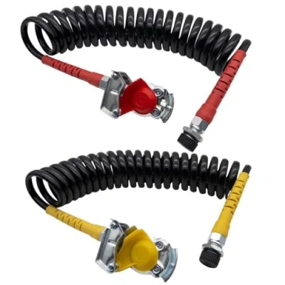 Image of SERTPLAS M16 Air Coil, Compressed Spiral Hose Yellow &amp; Red with Coupling Head without Valve, for Trailer Side