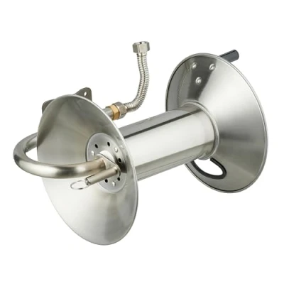 Image of Relaxdays, without, Stainless Steel, for the Wall, Hose Reel, H x W D: 27 47 35 cm, Silver