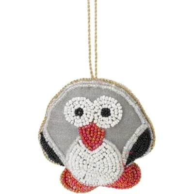 Image of Carousel Home Owl Christmas Tree Beaded Animal Bauble Fabric Hanging Ornament Decoration For 10cm