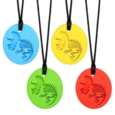 Image of CLDY 4 PCS Sensory chew Necklace, Toys for Autistic ADHD Biting Needs Children, Silicone Necklace Made from Food Grade Safety, Oral Motor Chewy Teether Boys Girls BPA Free